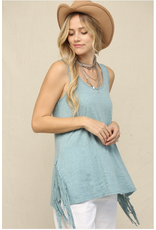 Kye Mi Jayde - Sleeveless top with side fringe