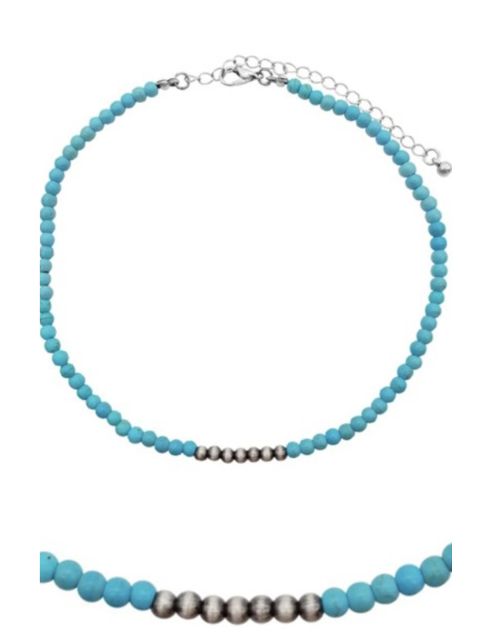 Blandice Beaded turquoise choker necklace