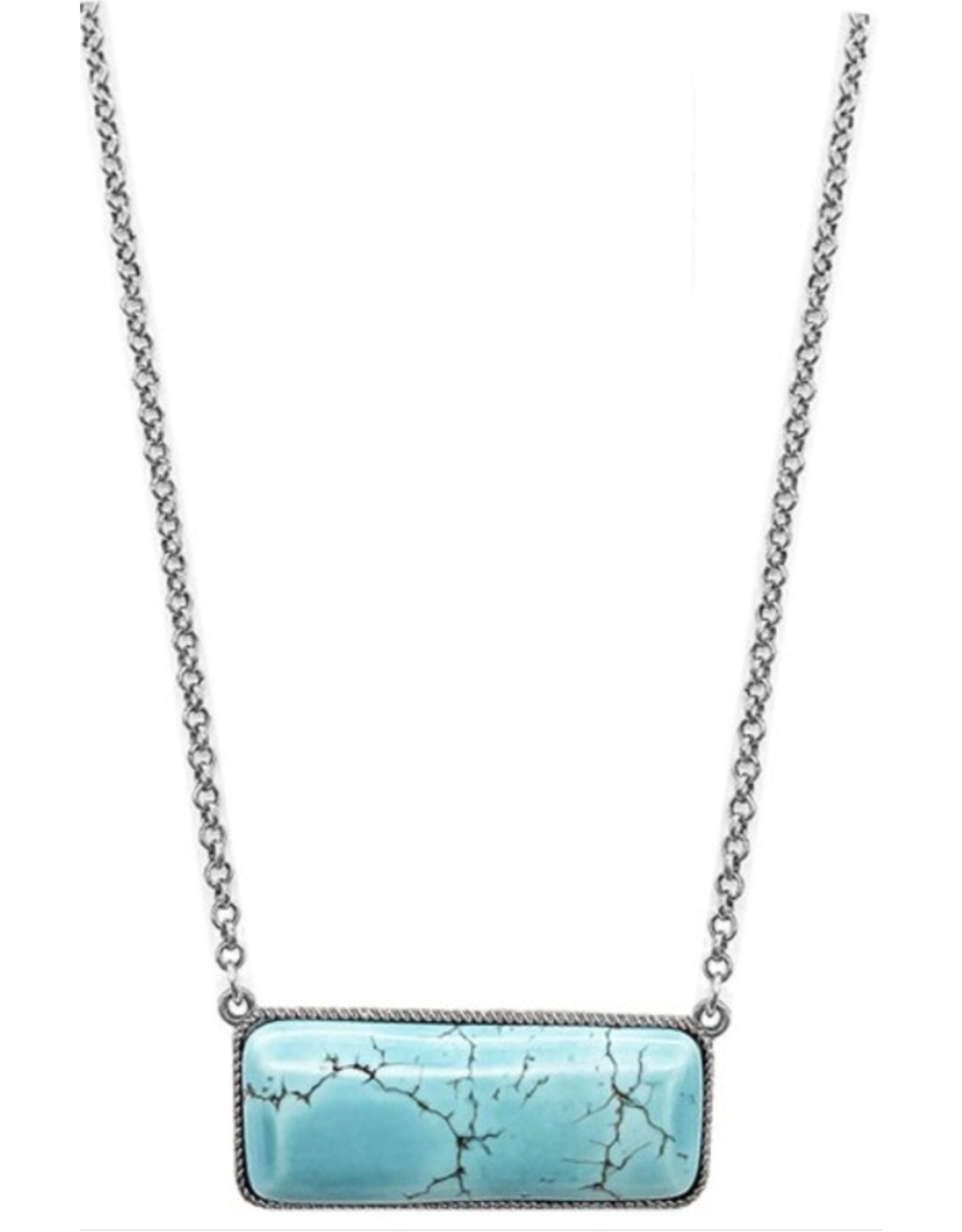 Blandice Silver necklace with rectangular turquoise pendant