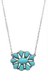 Blandice Silver necklace with turquoise floral cluster pendant