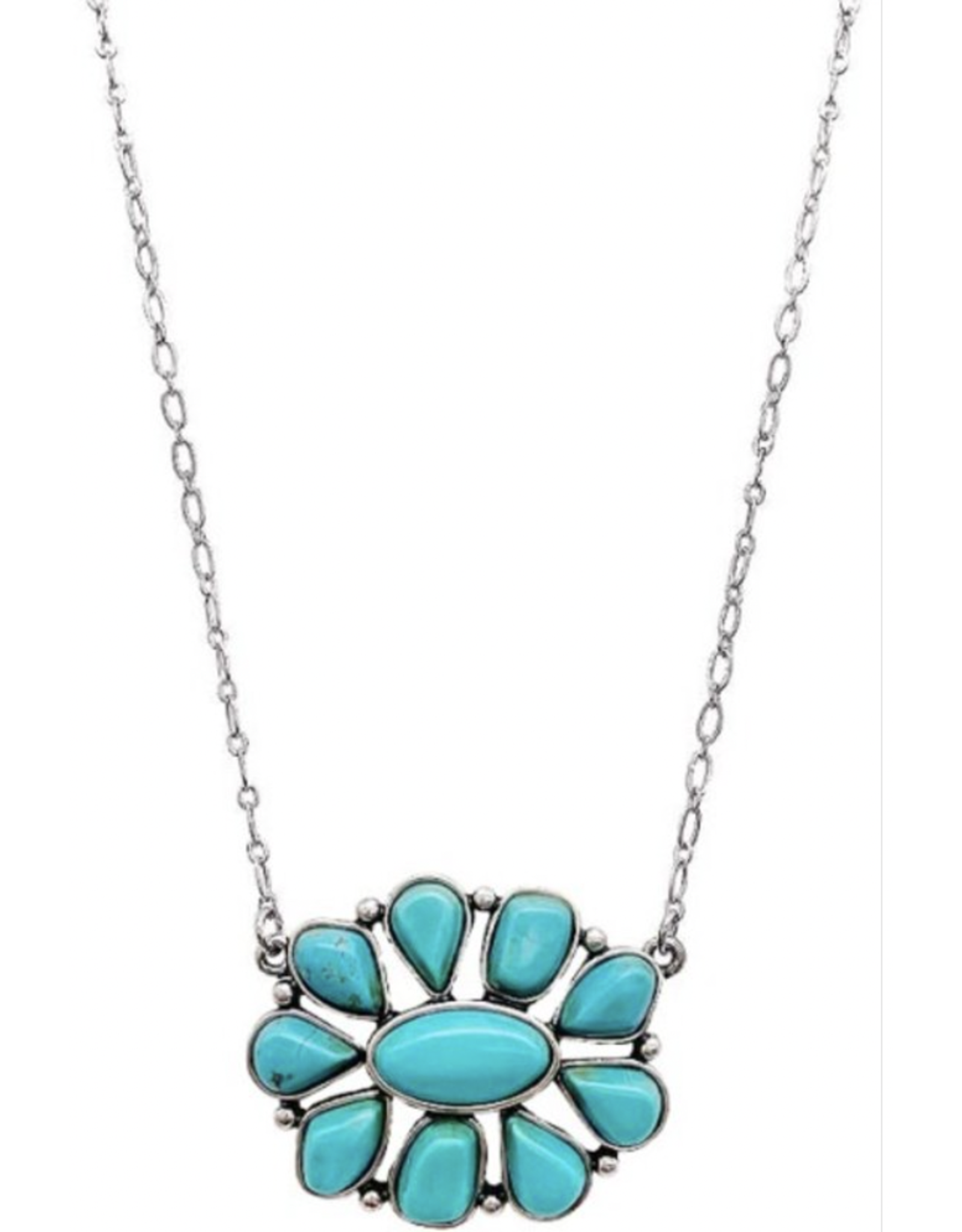 Blandice Silver necklace with turquoise floral cluster pendant