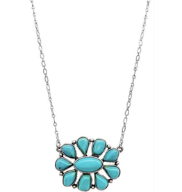 Blandice Silver necklace with turquoise floral cluster pendant