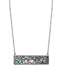 Blandice Chain necklace with rectangular silver and turquoise pendant