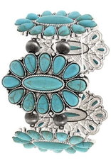 Blandice Stretch bracelet with large floral turquoise clusters