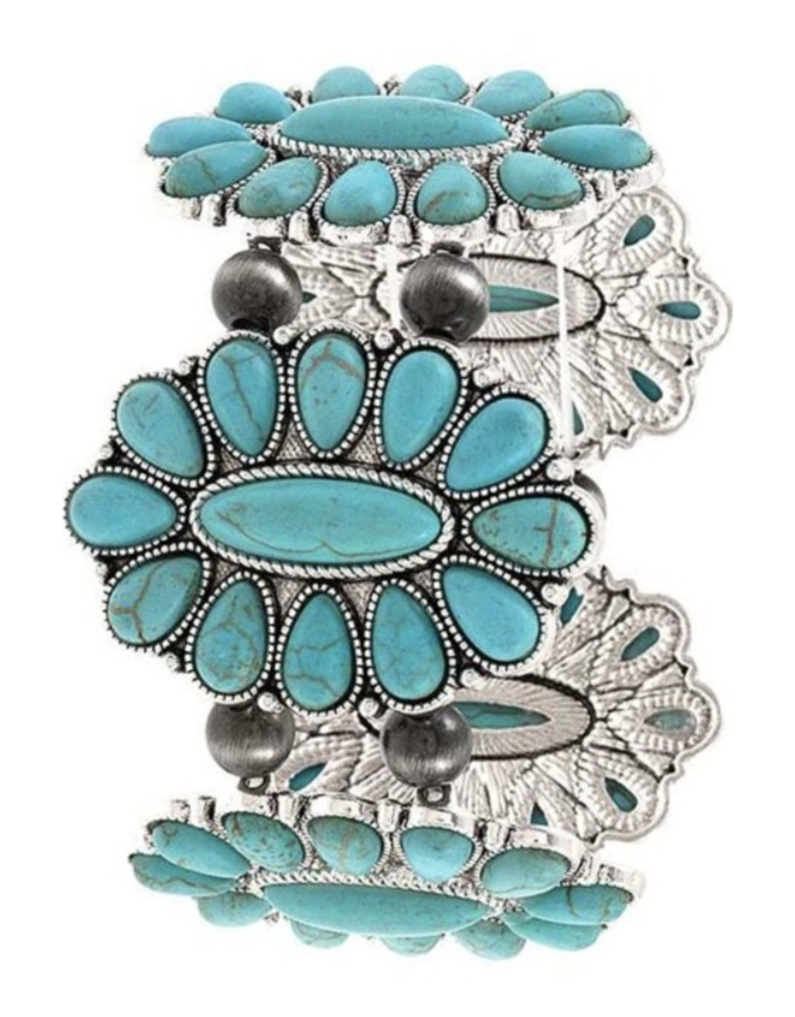 Blandice Stretch bracelet with large floral turquoise clusters