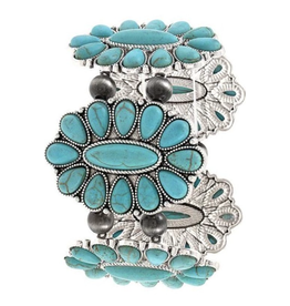 Blandice Stretch bracelet with large floral turquoise clusters