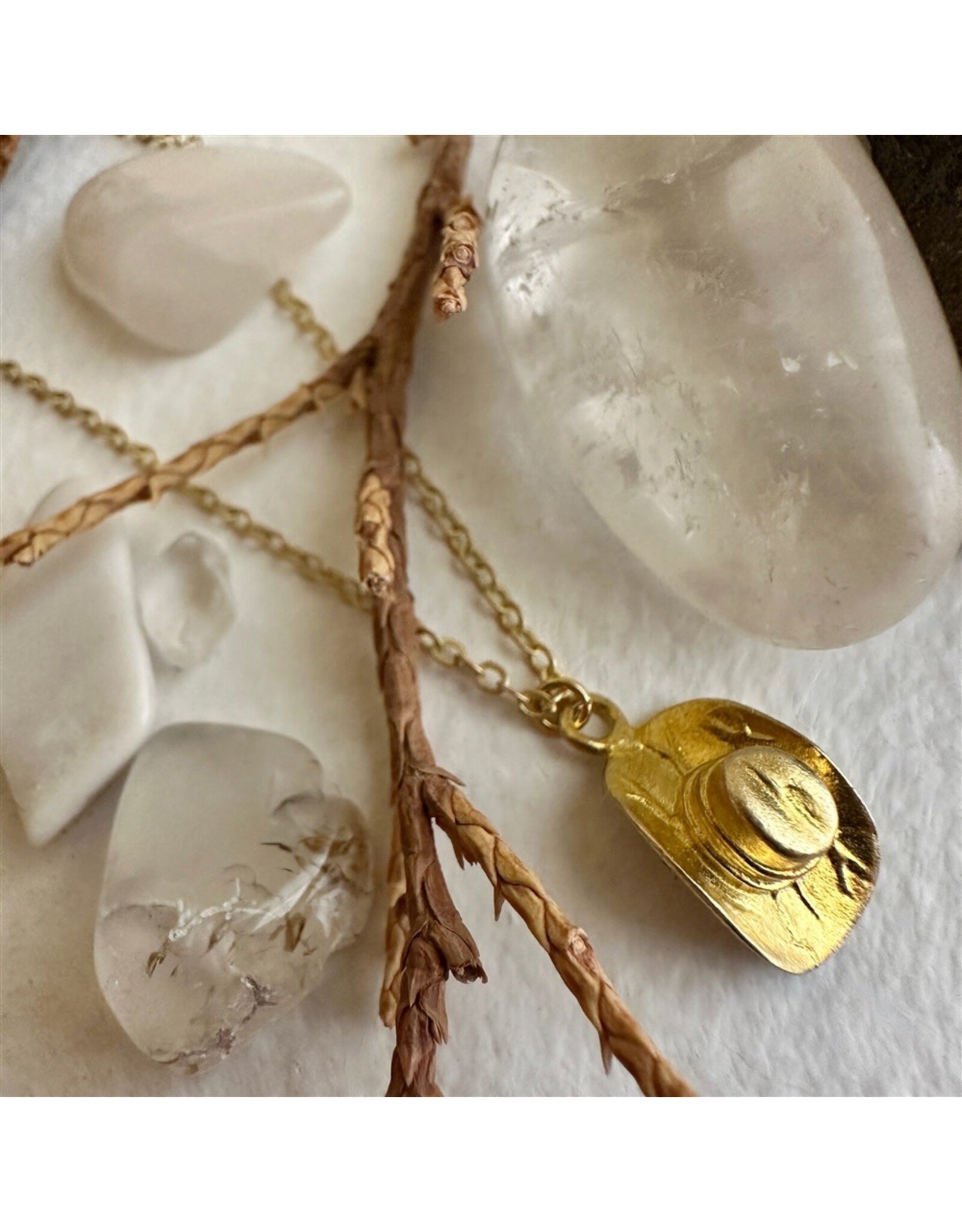 Pika & Bear Pika & Bear- "Wild Wild West" Cowboy Hat Charm Necklace in Raw Brass