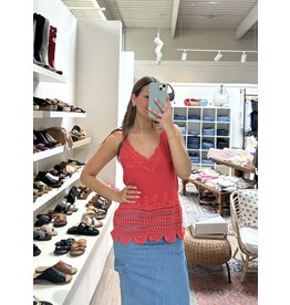 Papillon Papillon - Embroidered cami with lace trim (Coral)