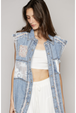 POL Lainey - Denim vest with patches