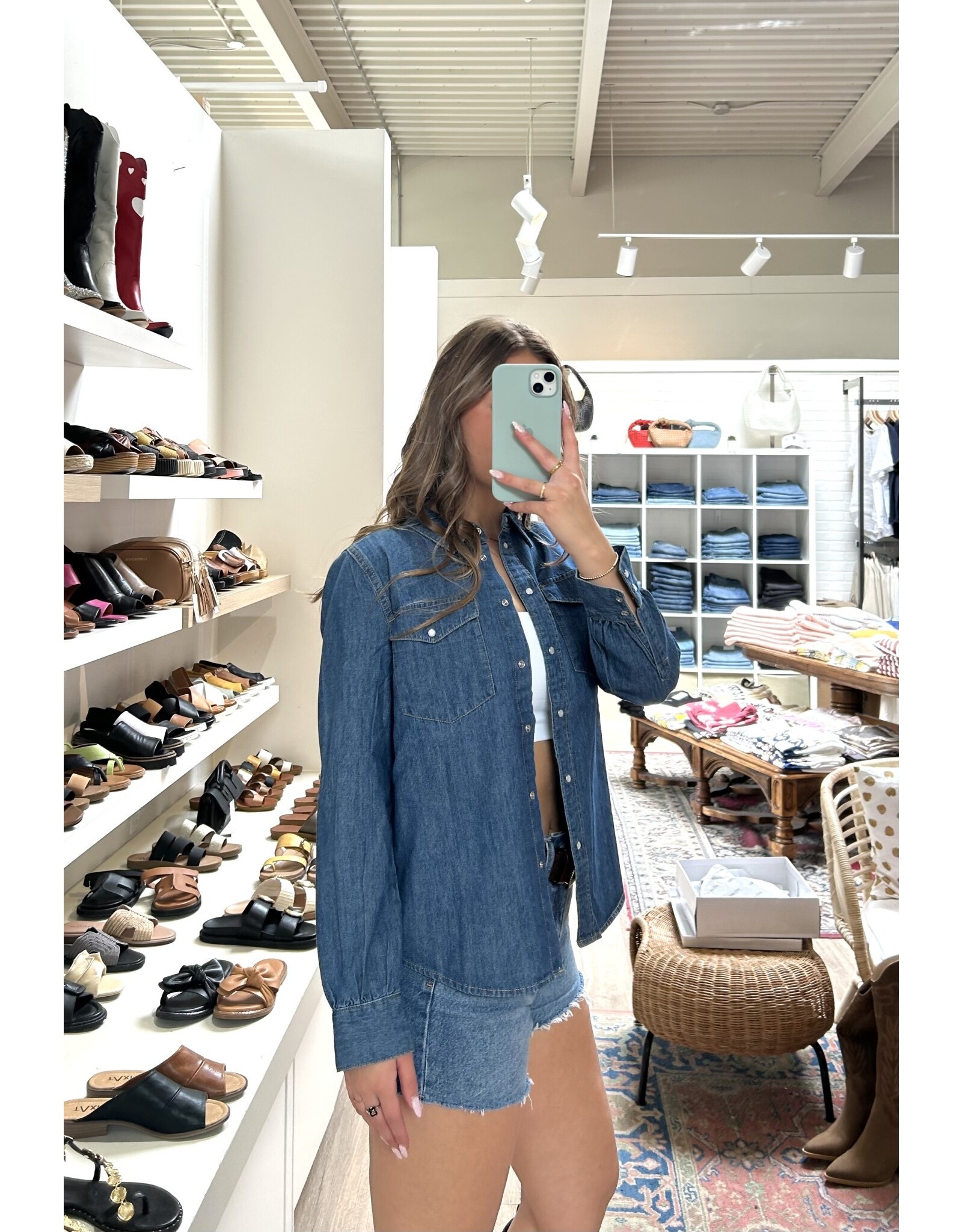 b.young b.young - Lucy denim shirt (mid blue)