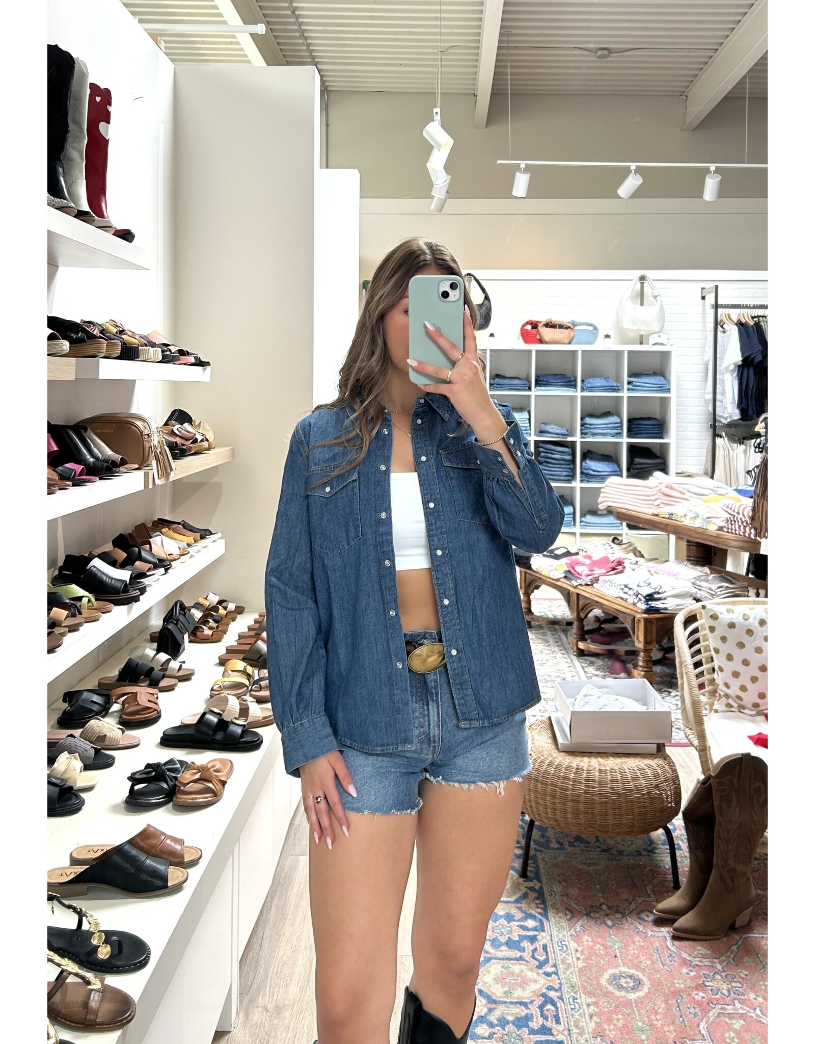 b.young b.young - Lucy denim shirt (mid blue)
