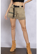 POL Elma - Olive shorts with zipper detail