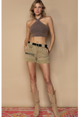 POL Elma - Olive shorts with zipper detail