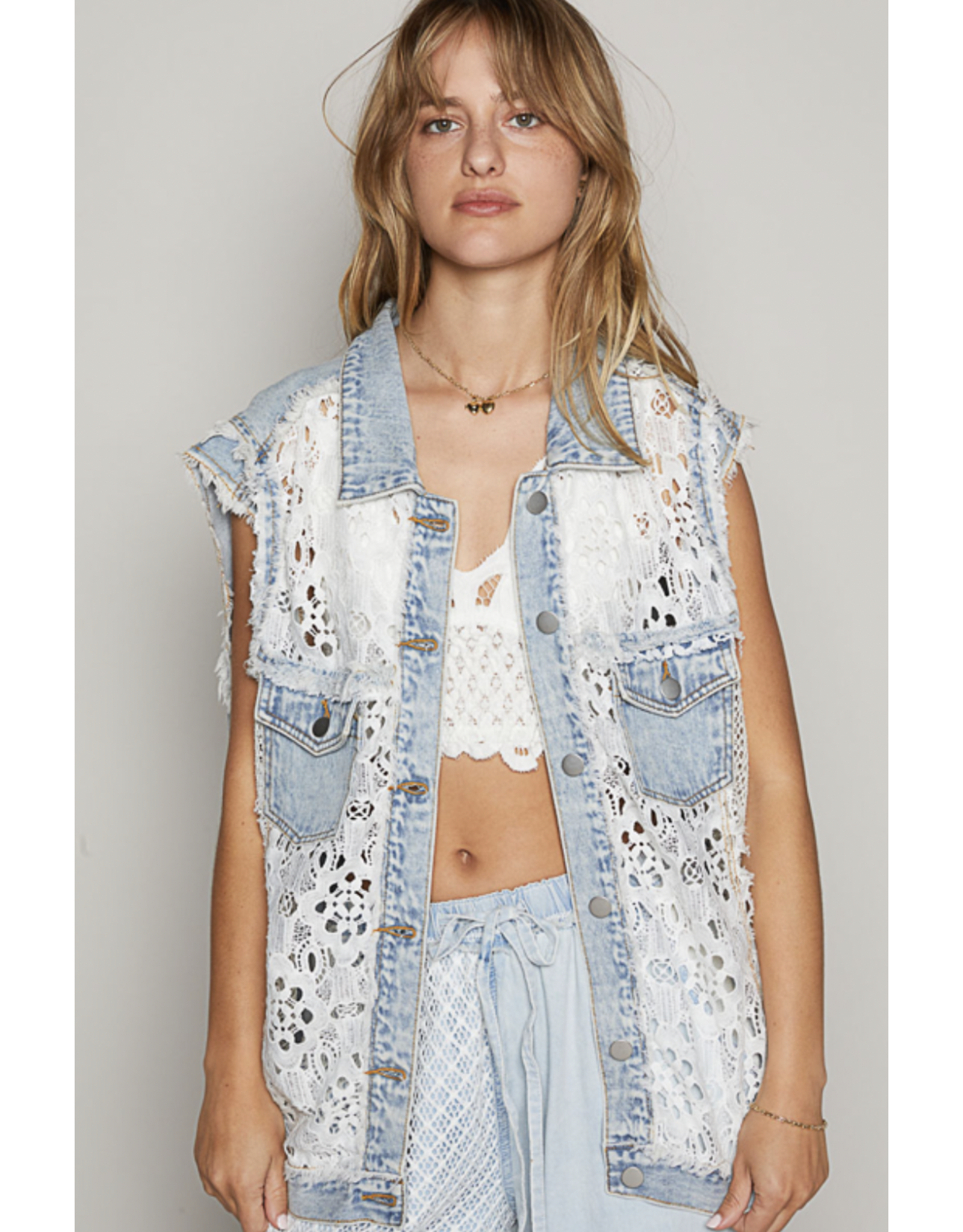 POL Madison - Denim and lace vest