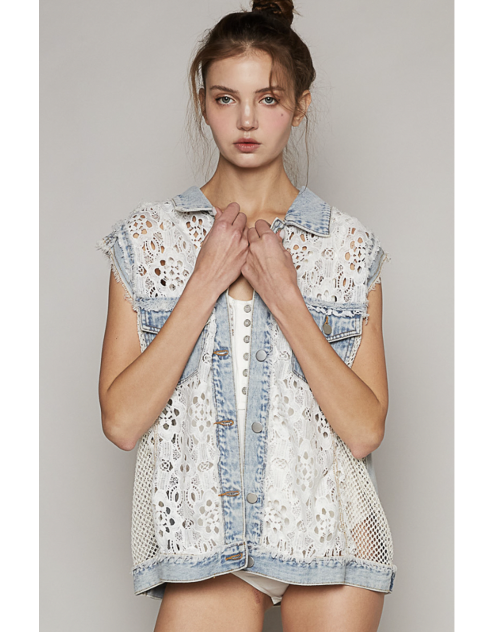 POL Madison - Denim and lace vest