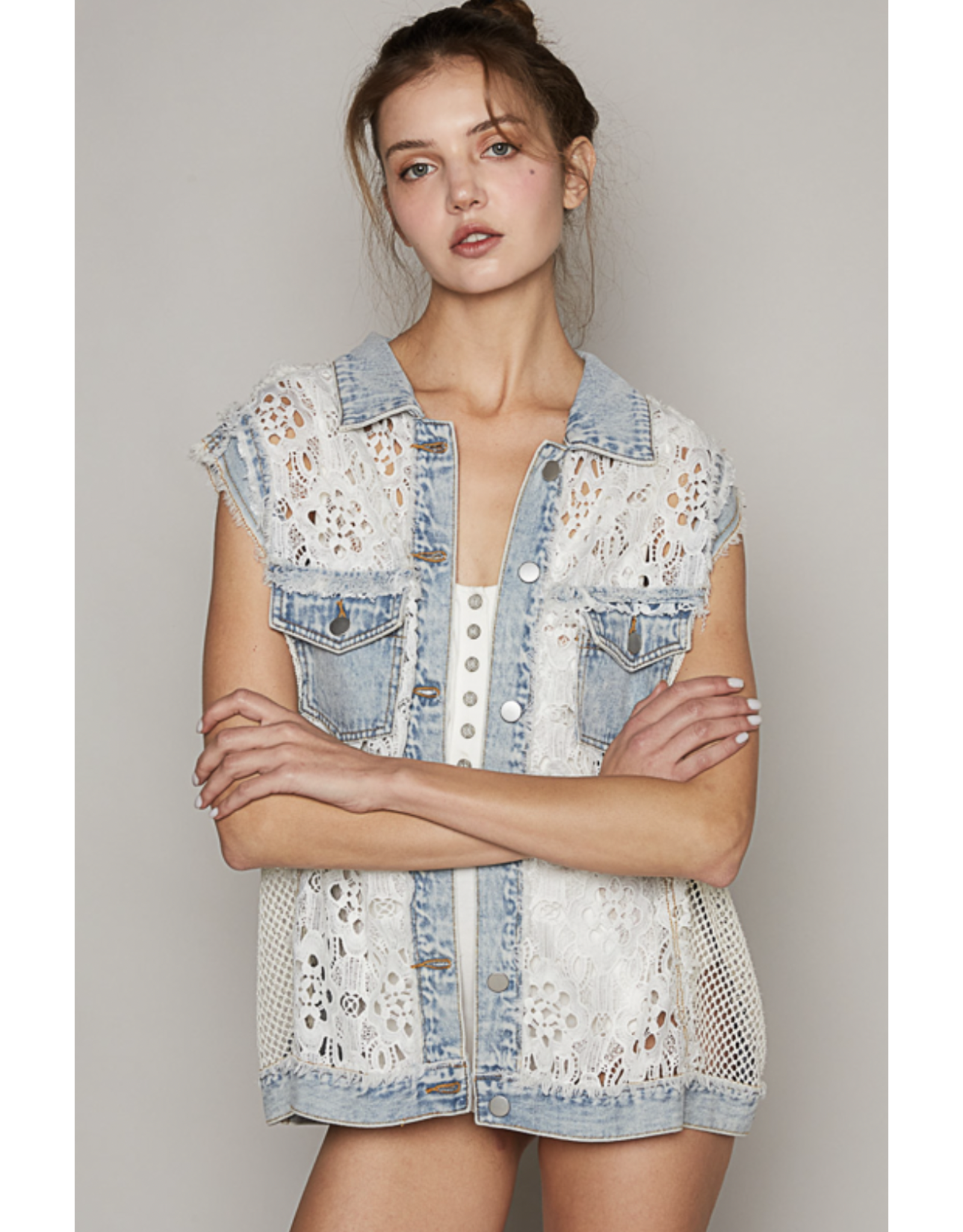 POL Madison - Denim and lace vest