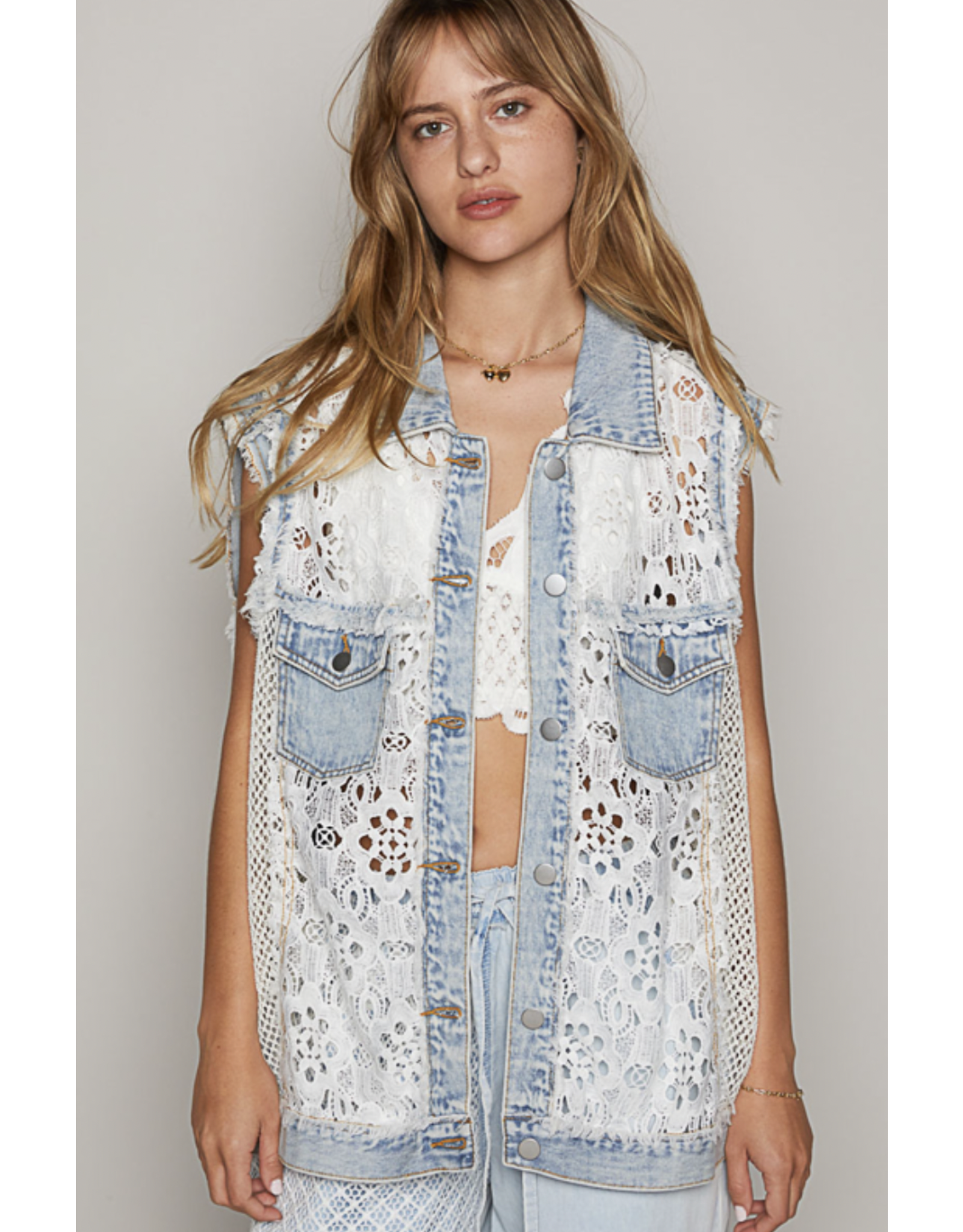 POL Madison - Denim and lace vest