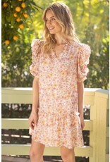 Voy Voy - Pleated puff sleeve floral tiered dress