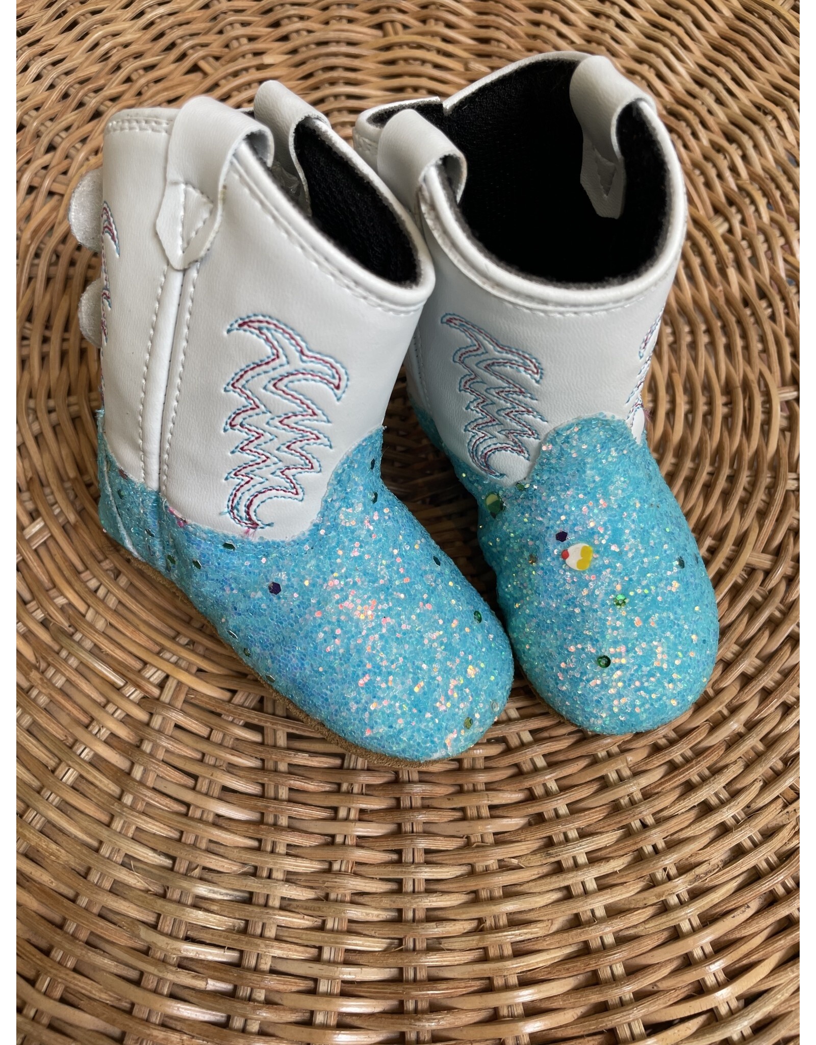 Jama Jama - Poppets Baby Cowboy Boots (Sparkle Turquoise / White)