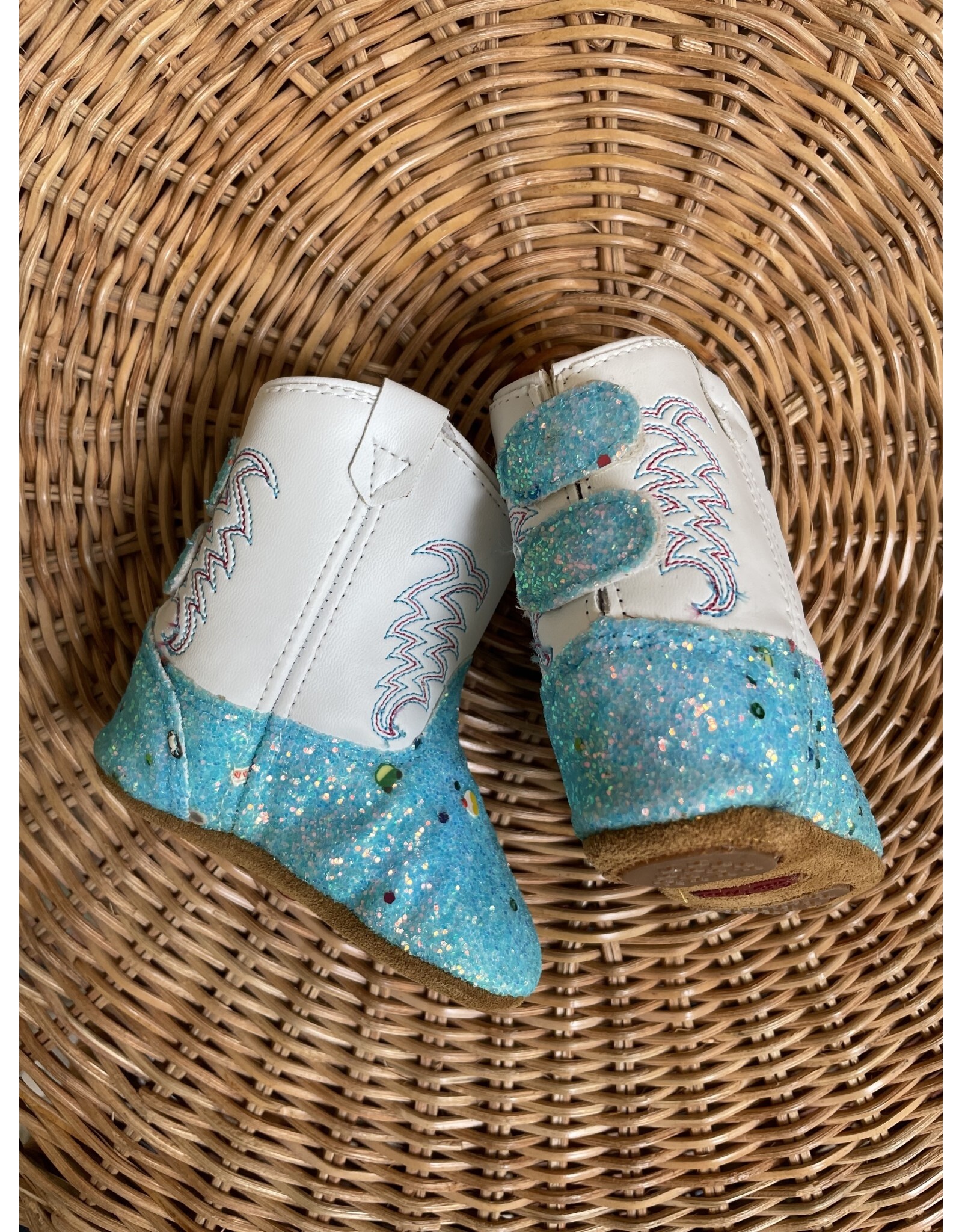 Jama Jama - Poppets Baby Cowboy Boots (Sparkle Turquoise / White)