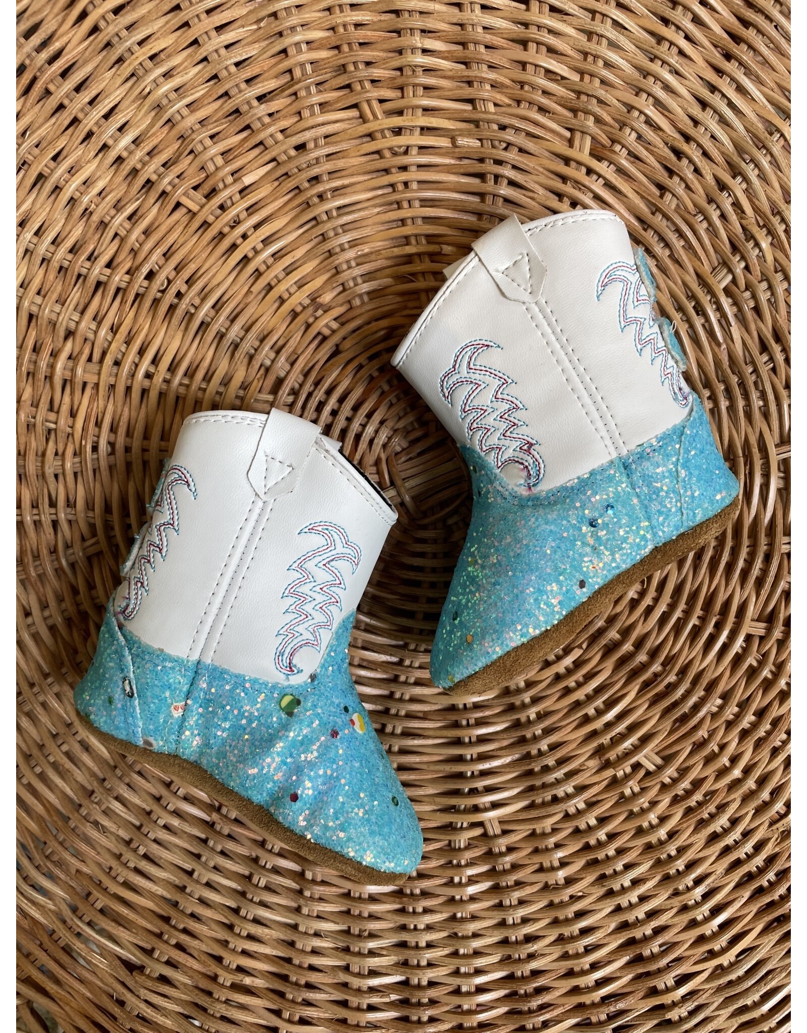 Jama Jama - Poppets Baby Cowboy Boots (Sparkle Turquoise / White)