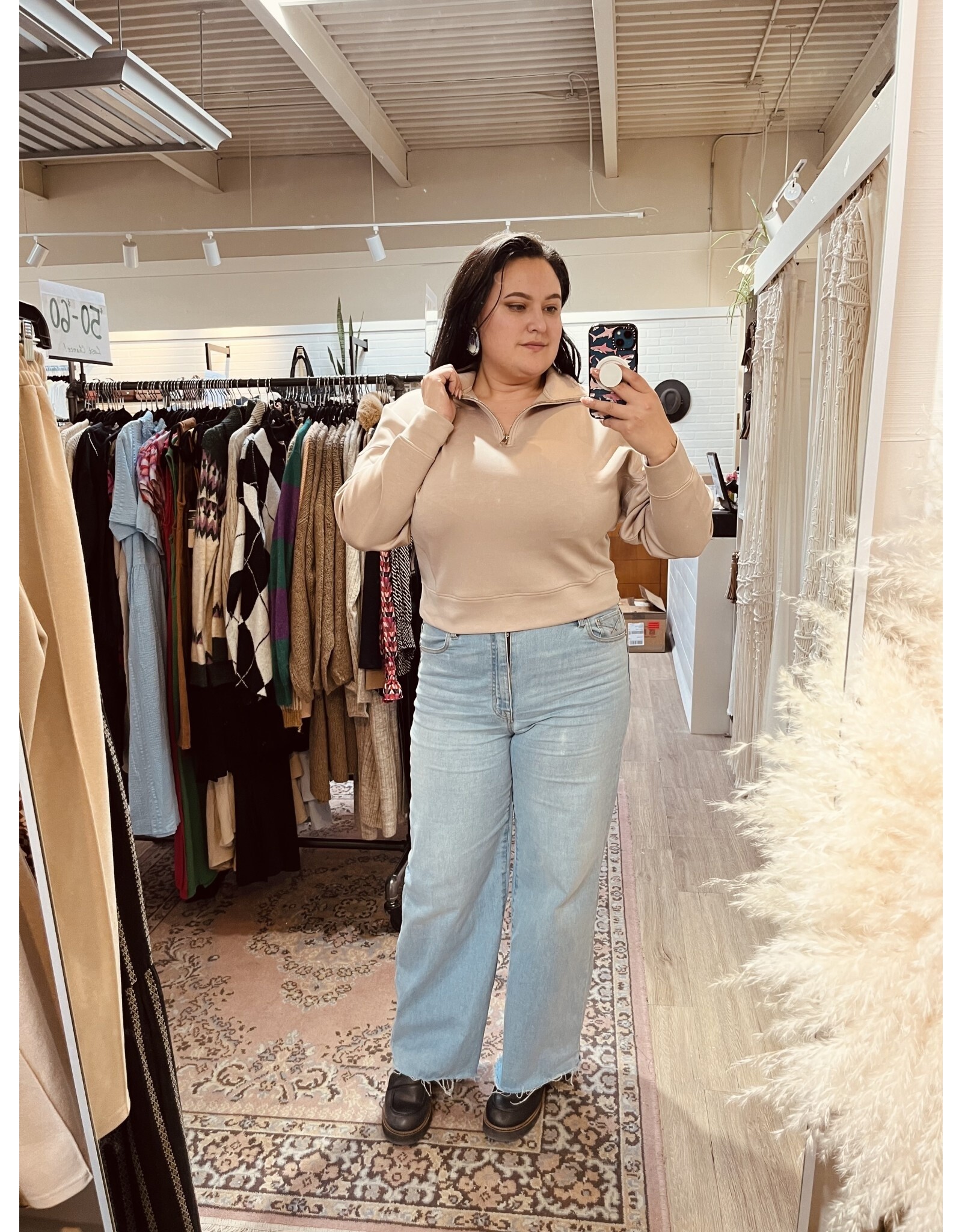 RD Style RD Style - Mailyn soft scuba half zip pullover (Taupe)