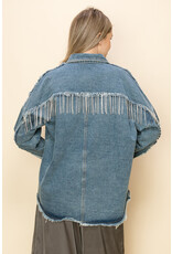 Vocal Vocal - Rhinestone fringe denim shirt jacket