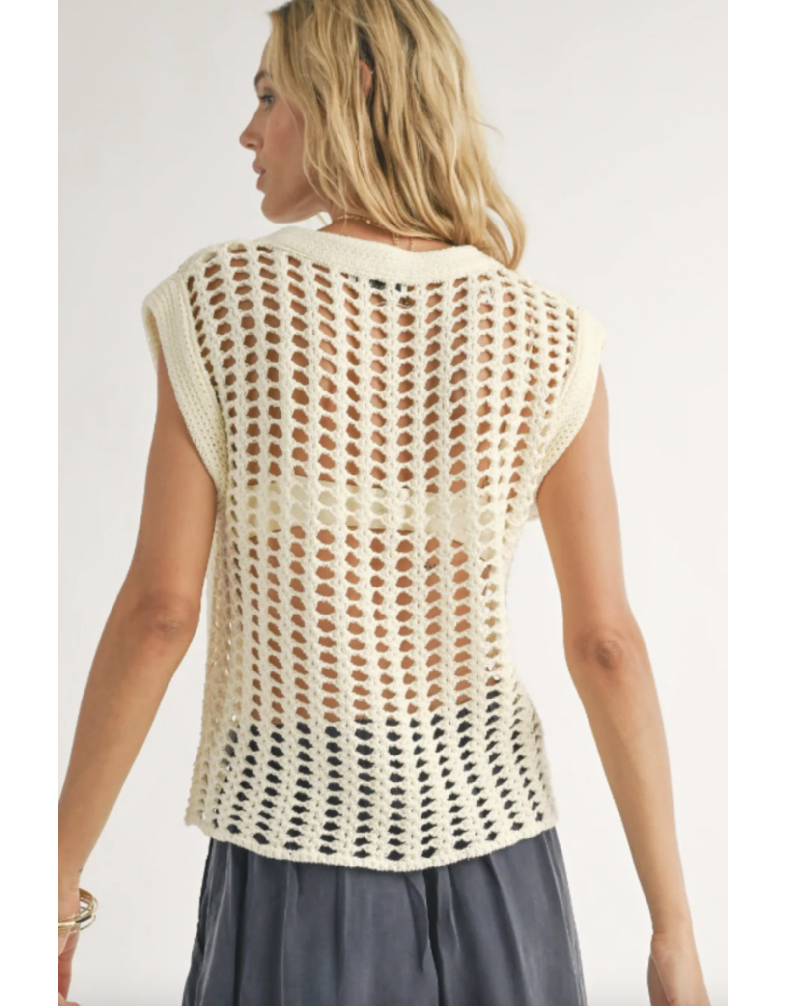 Sadie & Sage Sadie & Sage - Lexi open knit sweater vest (Ivory)