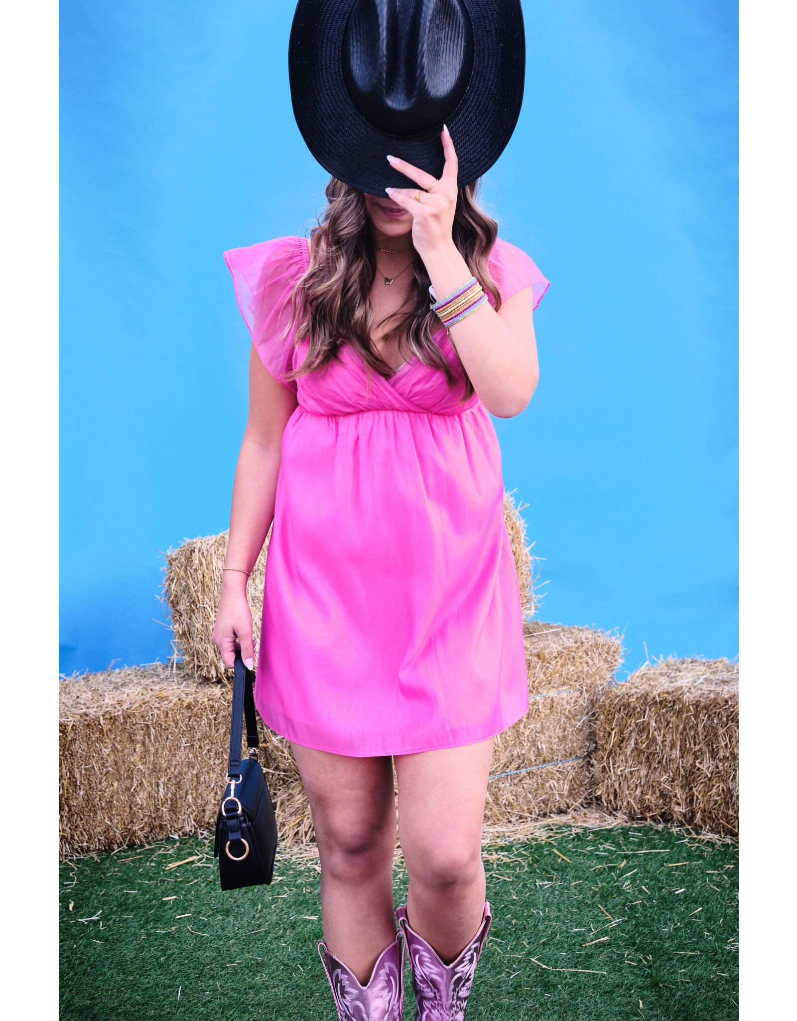Sadie & Sage Sadie & Sage - Delphine ruffle sleeveless mini dress (Pink)