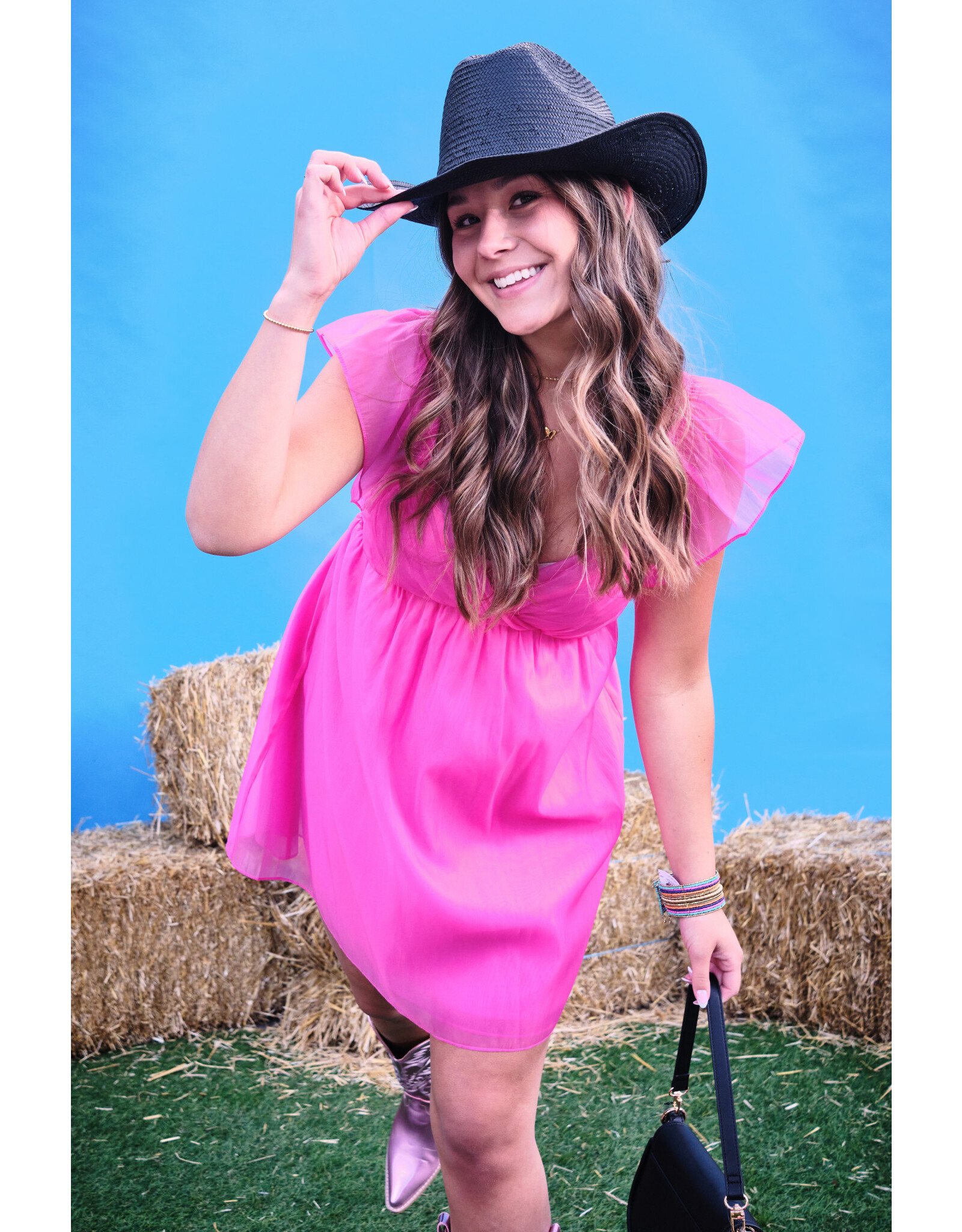 Sadie & Sage Sadie & Sage - Delphine ruffle sleeveless mini dress (Pink)