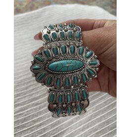 Blandice Turquoise oval cluster stretch bracelet