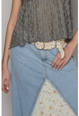 POL Knotted leatherette belt with beads and buckle (Ivory)