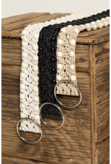 POL Knotted leatherette belt with beads and buckle (Ivory)
