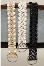 POL Knotted leatherette belt with beads and buckle (Ivory)