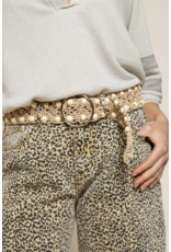 POL POL - Knotted leatherette belt with beads and buckle (Beige)