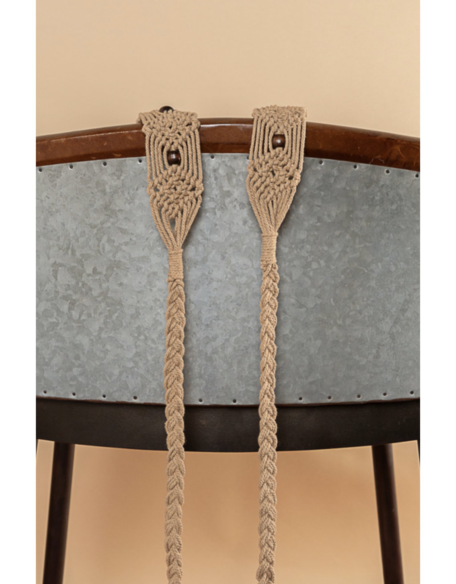 POL POL - Macrame beaded braid tie string belt (Mocha)