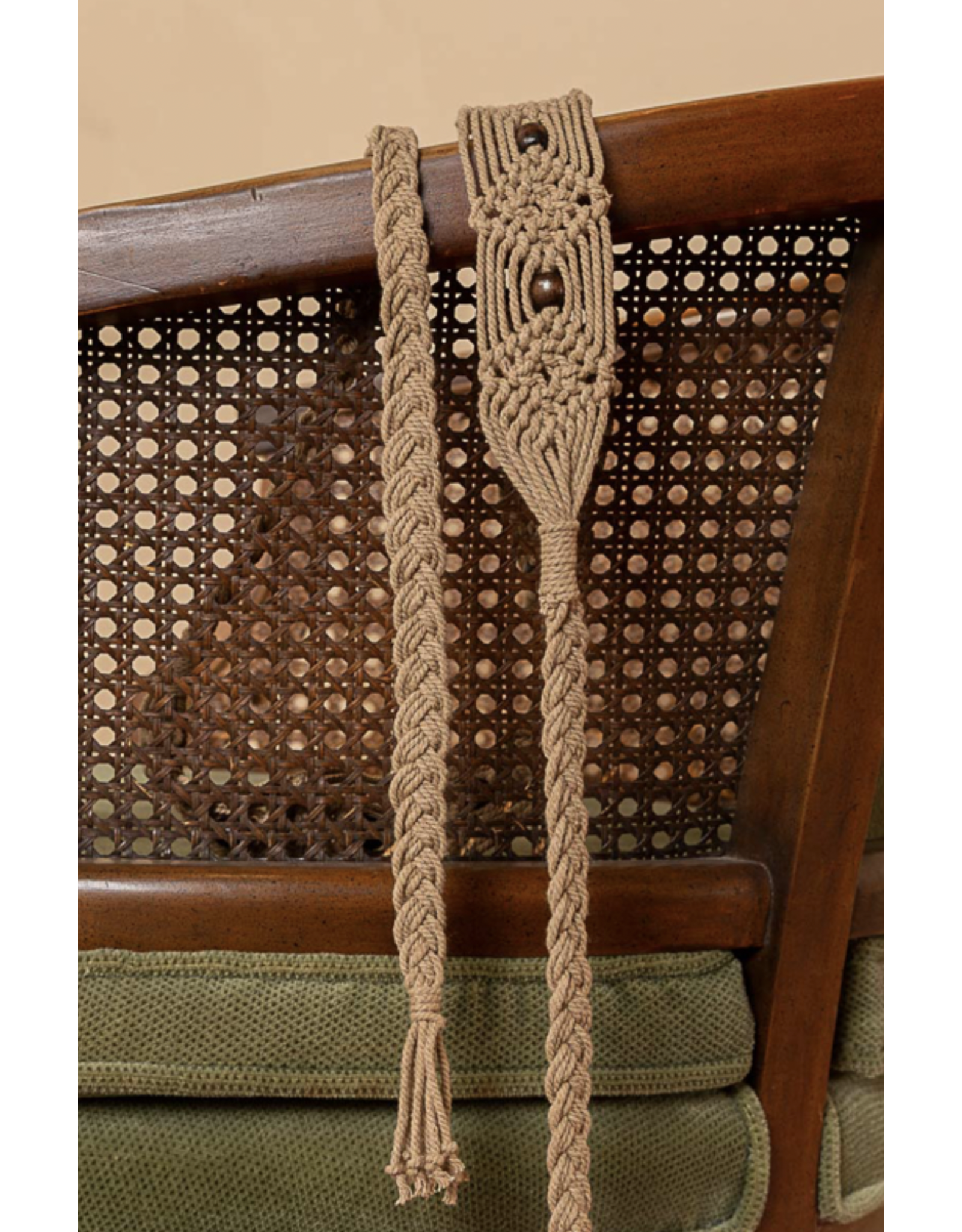 POL POL - Macrame beaded braid tie string belt (Mocha)