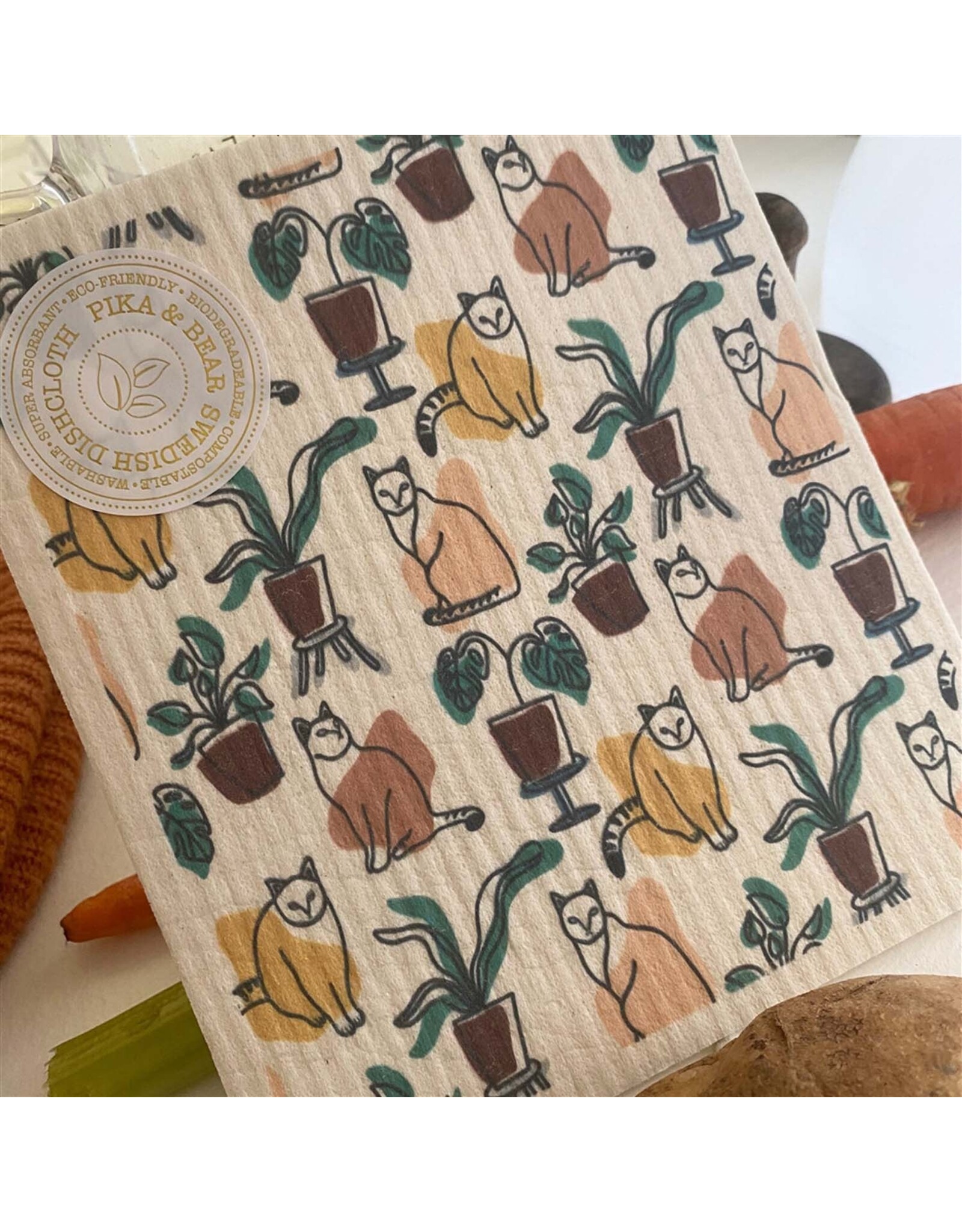 Pika & Bear Pika & Bear - "Cat-ATOMIC" Atomic Cats Design Swedish Dishcloth