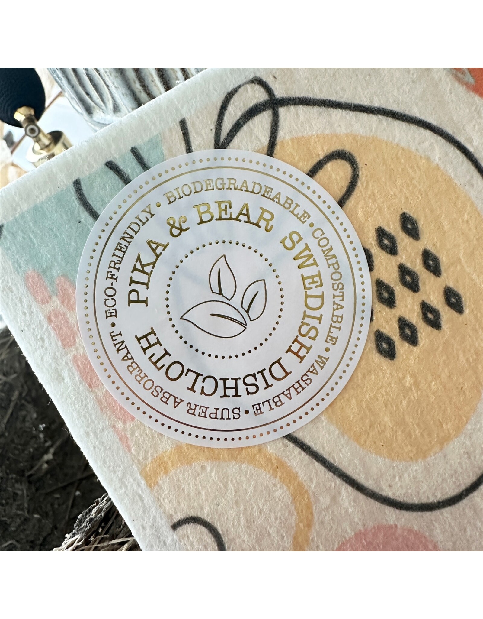 Pika & Bear Pika & Bear - "Petiole" Abstract Leaves Design Swedish Dishcloth