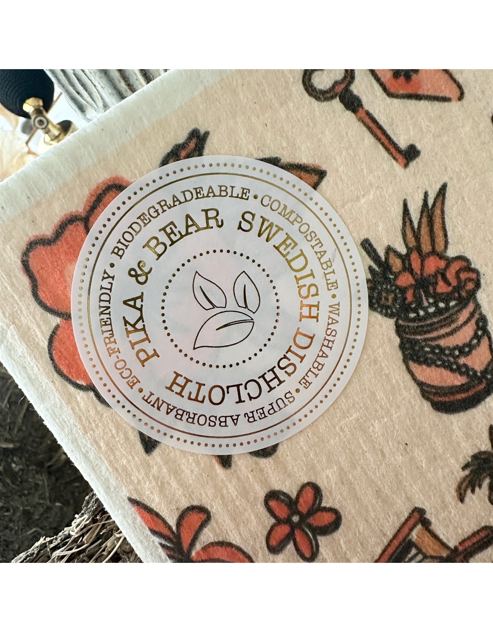 Pika & Bear Pika & Bear - "Tiki Tiki Tiki" Hawaiian Design Swedish Dishcloth