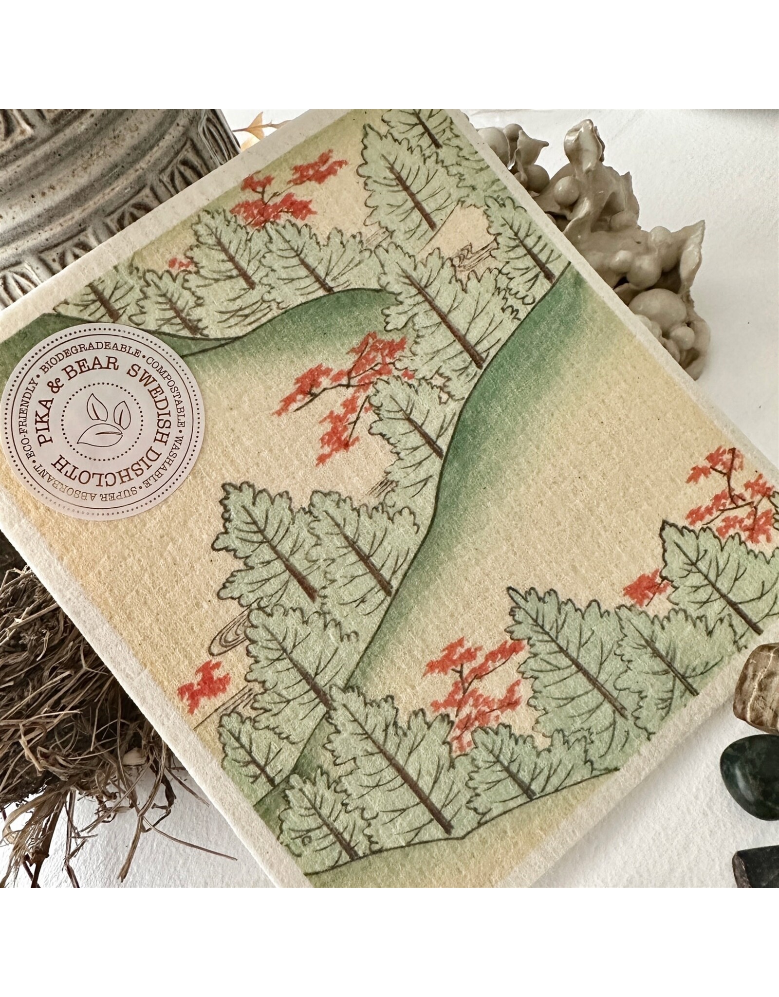 Pika & Bear Pika & Bear - "Gahara" Japanese Mountain Forest Design Swedish Dishcloth