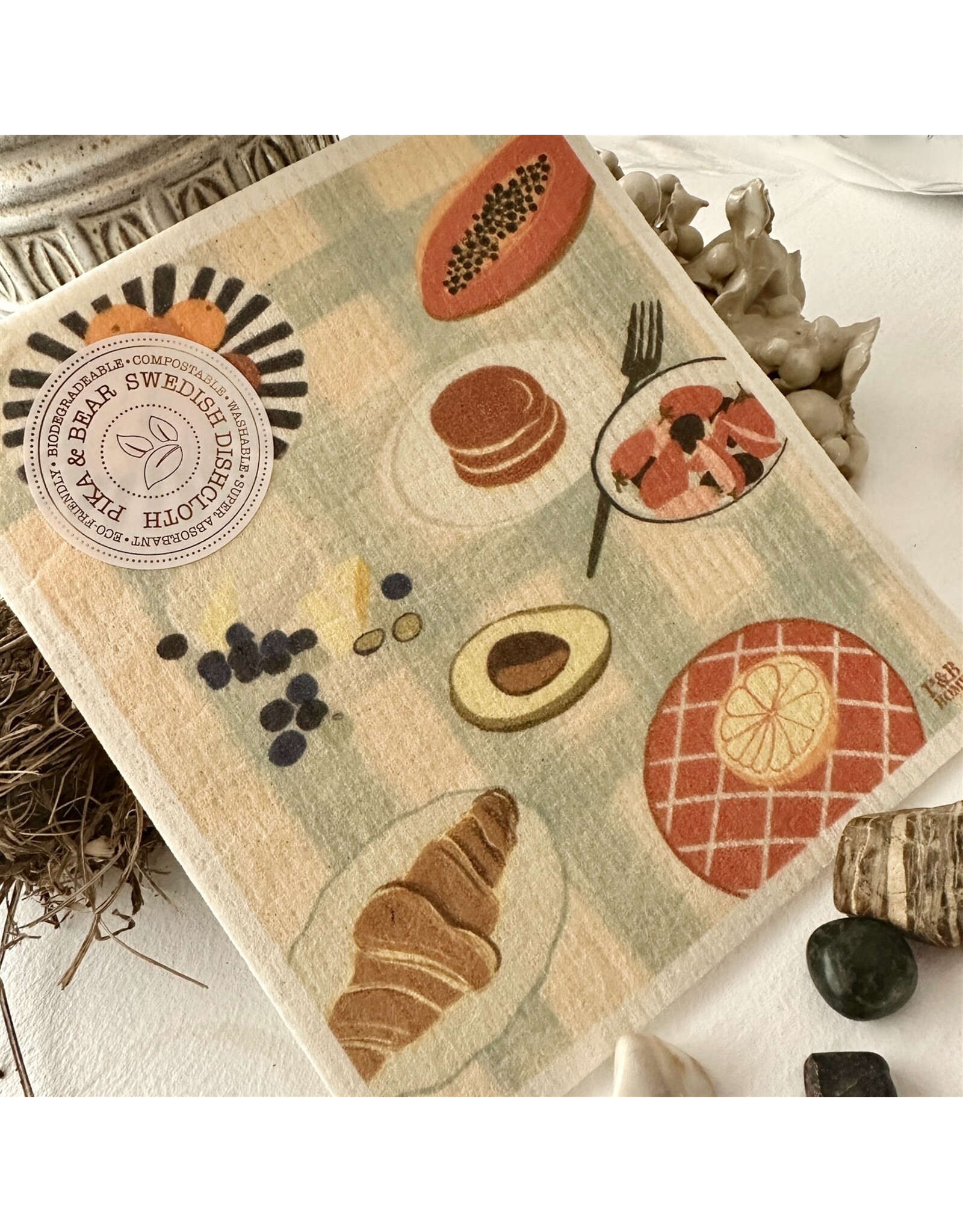 Pika & Bear Pika & Bear - "Petit-Dejeuner" Breakfast Design Swedish Dishcloth