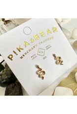 Pika & Bear Pika & Bear - Grasslands Tiny Snake Stud Earrings with Rhinestones