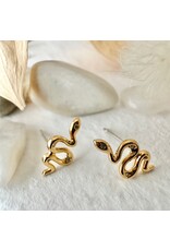 Pika & Bear Pika & Bear - Grasslands Tiny Snake Stud Earrings with Rhinestones
