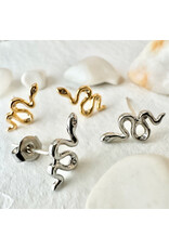 Pika & Bear Pika & Bear - Grasslands Tiny Snake Stud Earrings with Rhinestones