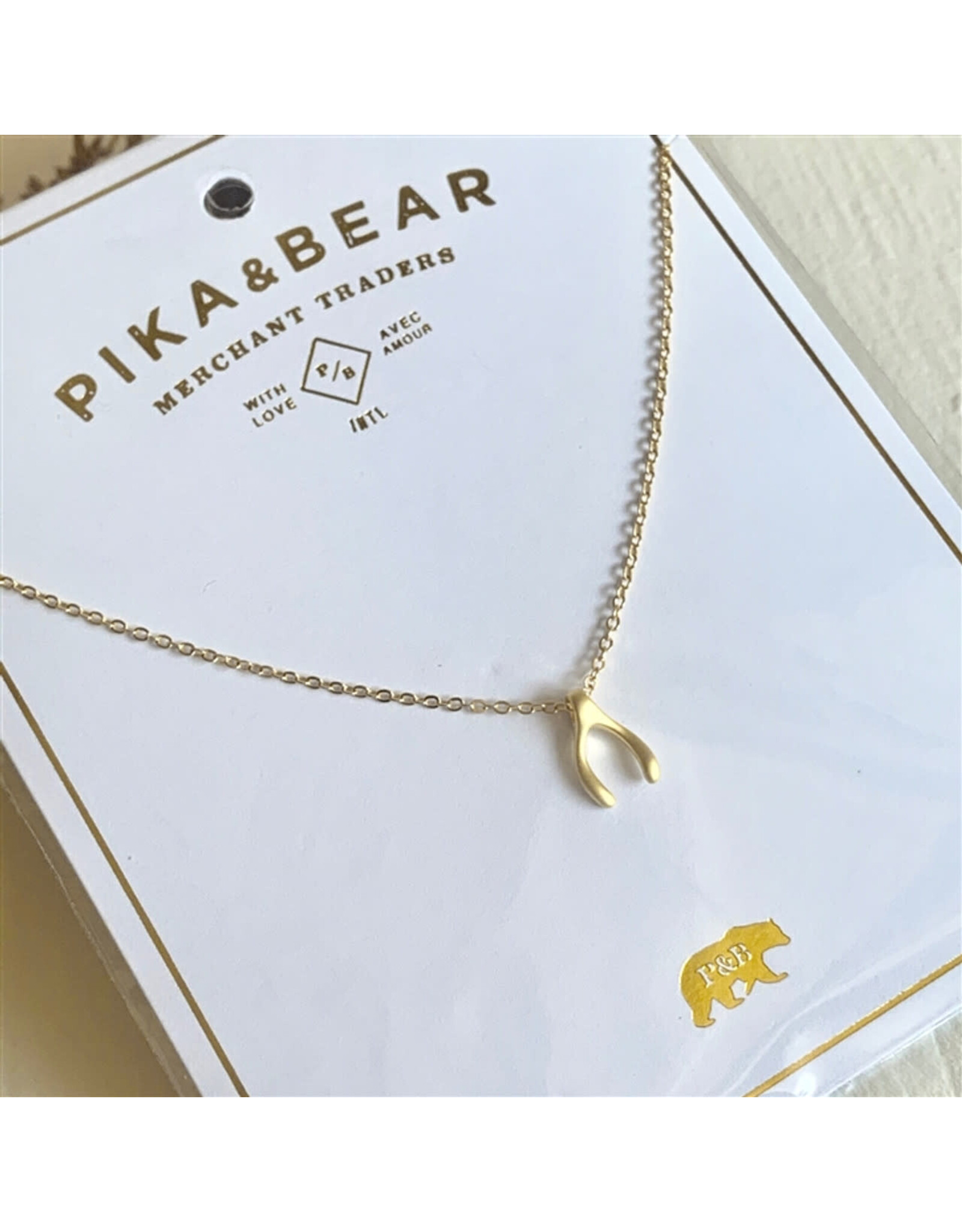 Pika & Bear Pika & Bear - "Wish" Wishbone Charm Necklace