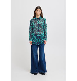 ICHI ICHI - Florro Floral Print Blouse (Green Blue Slate)