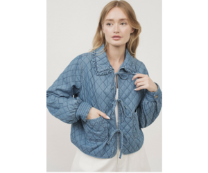 Kayte Quilted Denim Jacket with Peter Pan Jacket Luna Blue