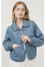 Aaron & Amber Kayte - Quilted Denim Jacket with Peter Pan Jacket