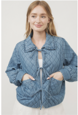 Aaron & Amber Kayte - Quilted Denim Jacket with Peter Pan Jacket